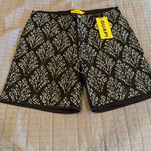 Black and White Embellished Patterned Men's Shorts